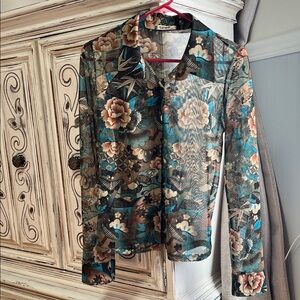 Floral Sheer Long Sleeve Blouse